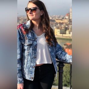 Painted Levi's Denim Jacket with Subtle floral design - stunning